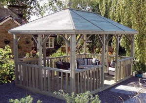 16’ wide x 10’ deep pressure treated Hanbury with optional decked floor