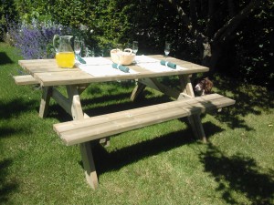 wooden picnic table