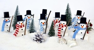 snowmen decorations in scarves
