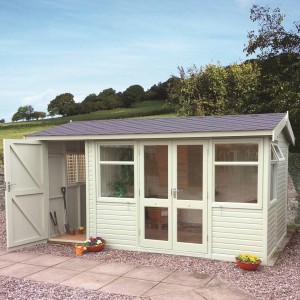 White summerhouse and store