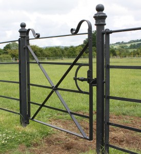 Black metal gate