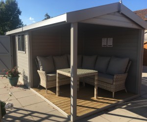 Summerhouse with verandah and furniture