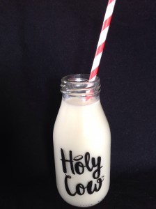 Milk bottle and straw