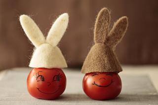 Decorated eggs with bunny ears