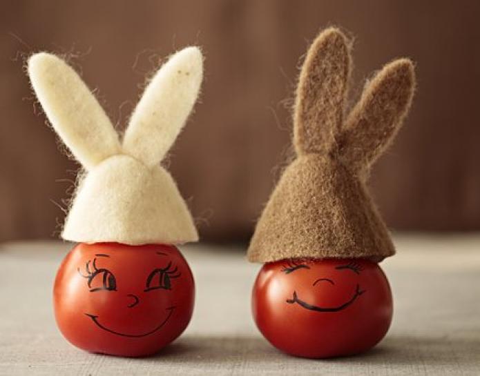 Decorated eggs with bunny ears