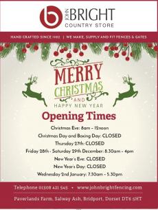 Christmas opening times