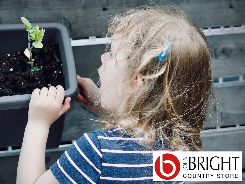 Child watching plant grow logo