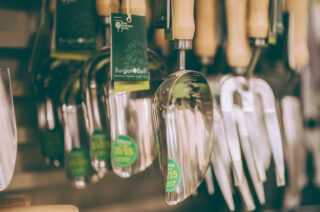 Garden tools at our country store in Dorset.